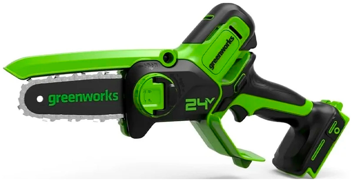 Цепная пила аккумуляторная Greenworks GD24CSMNX, 24V, 15см, бесщеточная c 1хАКБ 4Ач и ЗУ (2008707UB) зеленый
Цепная пила аккумуляторная Greenworks GD24CSMNX, 24V, 15см, бесщеточная c 1хАКБ 4Ач и ЗУ (2008707UB) зеленый