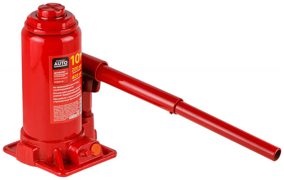 Домкрат гидравлический бутылочный Startul 10 т, 200-405 мм, AUTO ST8018-10, Красный
Домкрат гидравлический бутылочный Startul 10 т, 200-405 мм, AUTO ST8018-10, Красный