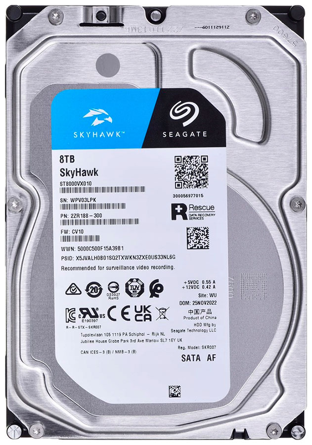 Жесткий диск Seagate SkyHawk Surveillance, 3.5", 8Tb, SATA III, 7200rpm, 256MB (ST8000VX010)
Жесткий диск Seagate SkyHawk Surveillance, 3.5", 8Tb, SATA III, 7200rpm, 256MB (ST8000VX010)