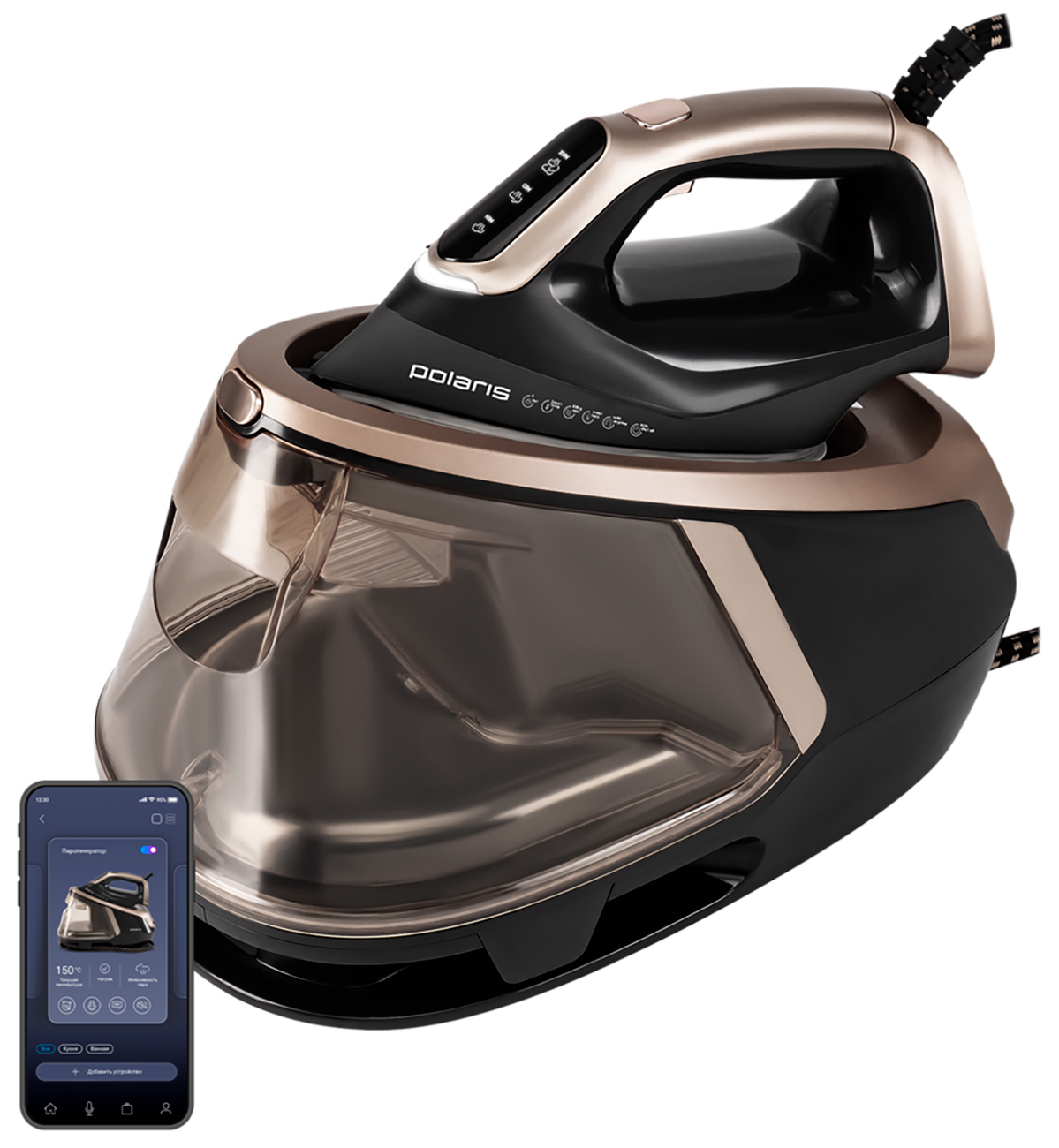 Парогенератор Polaris PSS 8010K X-Steam PRO WIFI IQ Home, черный/золотой
Парогенератор Polaris PSS 8010K X-Steam PRO WIFI IQ Home, черный/золотой