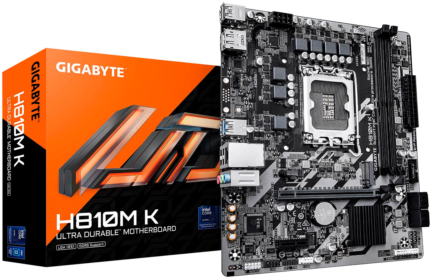 Материнская плата Gigabyte H810M K (LGA1851, mATX), Черный
Материнская плата Gigabyte H810M K (LGA1851, mATX), Черный