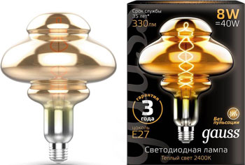 Лампа GAUSS, Led Vintage Filament Flexible BD160 8W 330lm E27 160*210mm Gray 2400K
Лампа GAUSS, Led Vintage Filament Flexible BD160 8W 330lm E27 160*210mm Gray 2400K