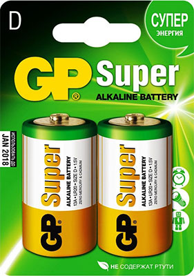 Батарейка GP Super Alkaline 13 A LR 20 D (2шт)