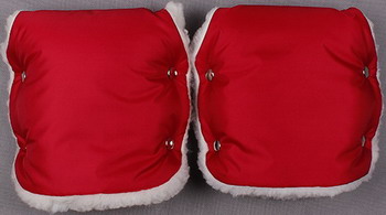 Муфта для рук Еду-Еду раздельная на коляску плащевая ткань натуральный мех синтепон зима красный