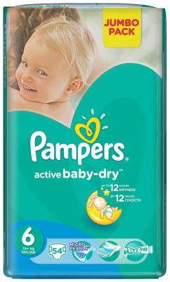 Подгузники Pampers Active Baby-Dry 15+ кг 6 размер 54 шт