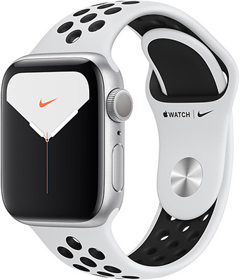 

Часы Apple, Watch Series 5 GPS 40mm Aluminum Case with Nike Sport Band бело-черные (MX3R2RU/A)