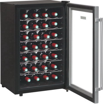 Винный шкаф LaSommeliere VN 28 C чёрный с серебристой рамкой