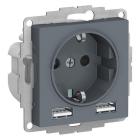 ������� Systeme Electric ������� 3-� �� AtlasDesign 16� IP20 � 2-�� �����. ������������ USB ��� A+A 5�/2.4� 2�5�/1.2� �������� ������� SE