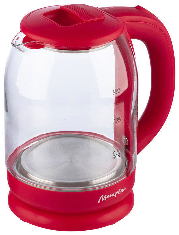 Изображение товара Электрический чайник Матрёна MA-007 1.8 л вишневый стекло пластик