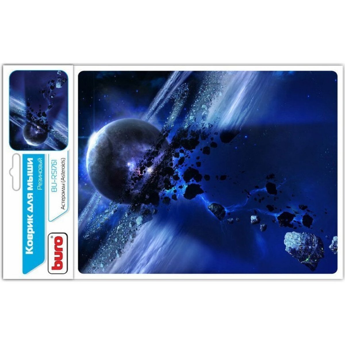 Изображение товара Коврик для мышек Buro BU-R51761 Мини рисунок/астероиды 220x180x2мм