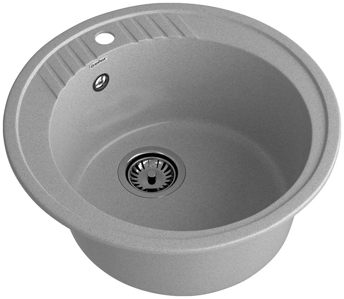 Изображение товара Кухонная мойка GranFest RONDO 520 1-чаша из мрамора серый без лишних затрат