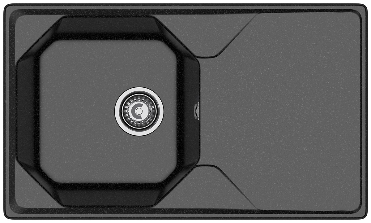 Изображение товара Кухонная мойка GranFest UNIQUE 840L 1-чаша черный мрамор 84x50 см