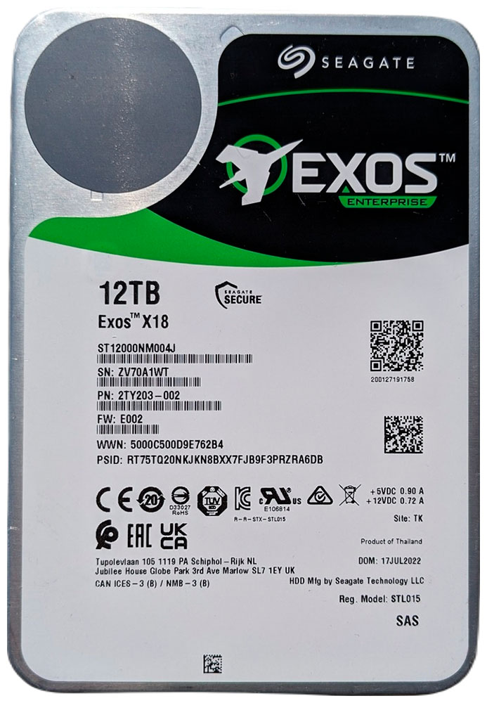 Изображение товара Жесткий диск Seagate Exos X18 12Tb 7200rpm SAS 3.5"