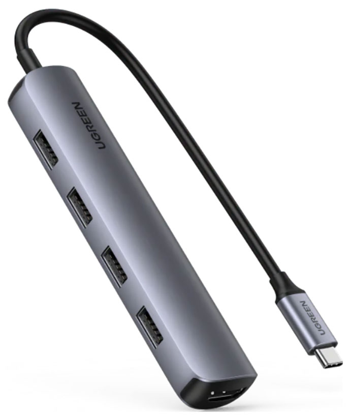 Изображение товара Разветвитель и хаб Ugreen CM417, USB-C 3.0 х 4 + HDMI, серый (20197)