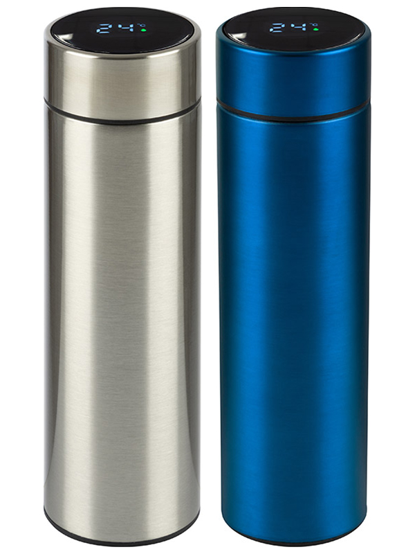 

Термобутылка Ecos BT-89, с LED индикатором температуры, Серебристый/синий