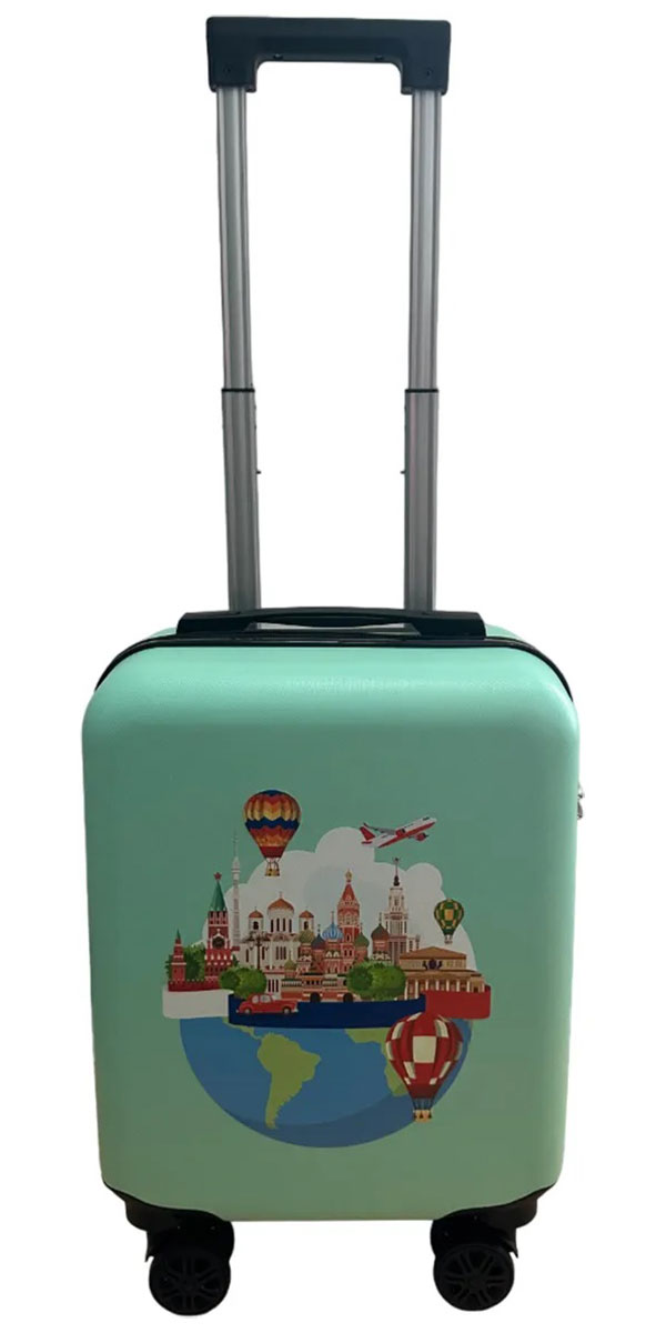 Изображение товара Детский чемодан Lats 20 дюймов бирюзовый с 4 колесами и выдвижной ручкой