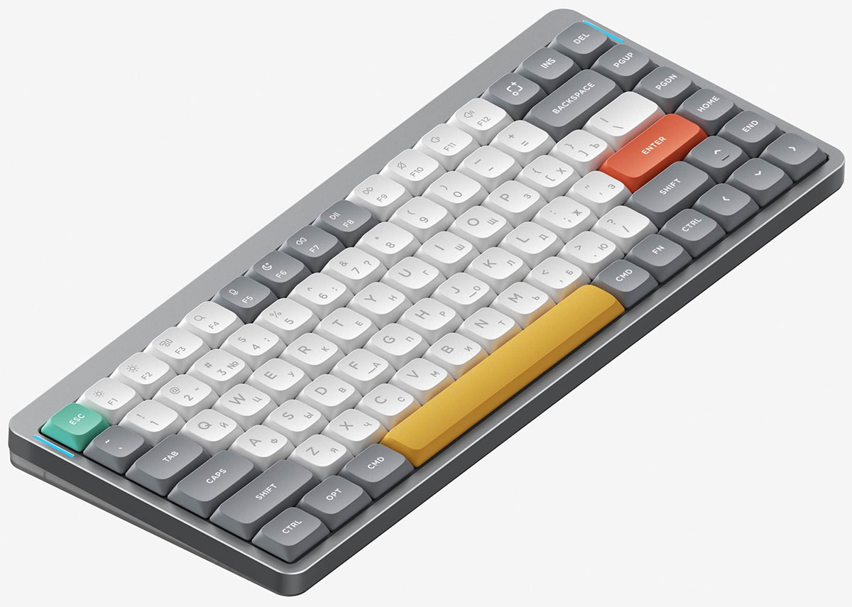 Изображение товара Беспроводная механическая клавиатура Nuphy QMK, AIR75v2, Lunar Gray, RGB, Hot Swap, Blue Switch (AIR75v2-LG-2)