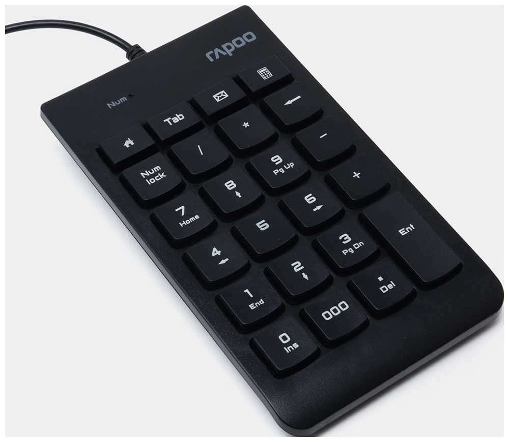 Изображение товара Проводная цифровая клавиатура Rapoo K10 черная USB мембранная офиса и игр