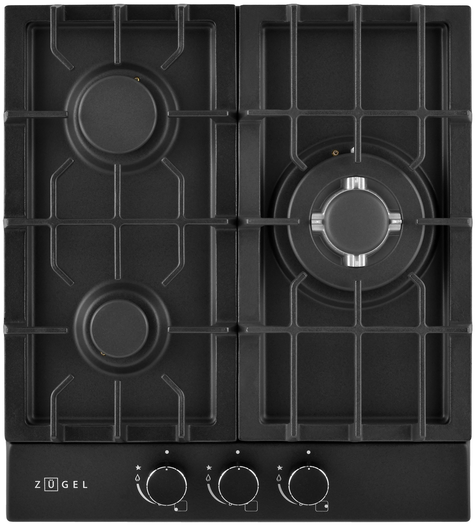 Изображение товара Газовая варочная панель Zugel ZGH450B 3 конфорки Автоподжиг и газ-контроль стильный дизайн