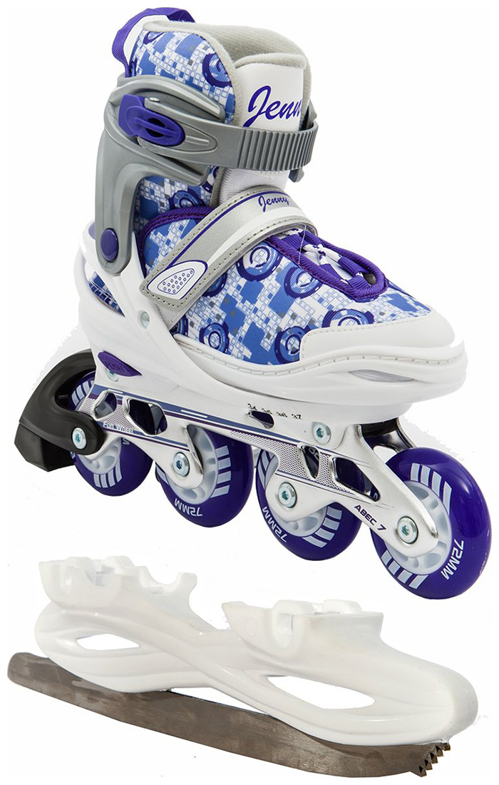 Изображение товара Коньки раздвижные Calambus Jenny COMBO + ролики р. 38-41, белый/фиолетовый
