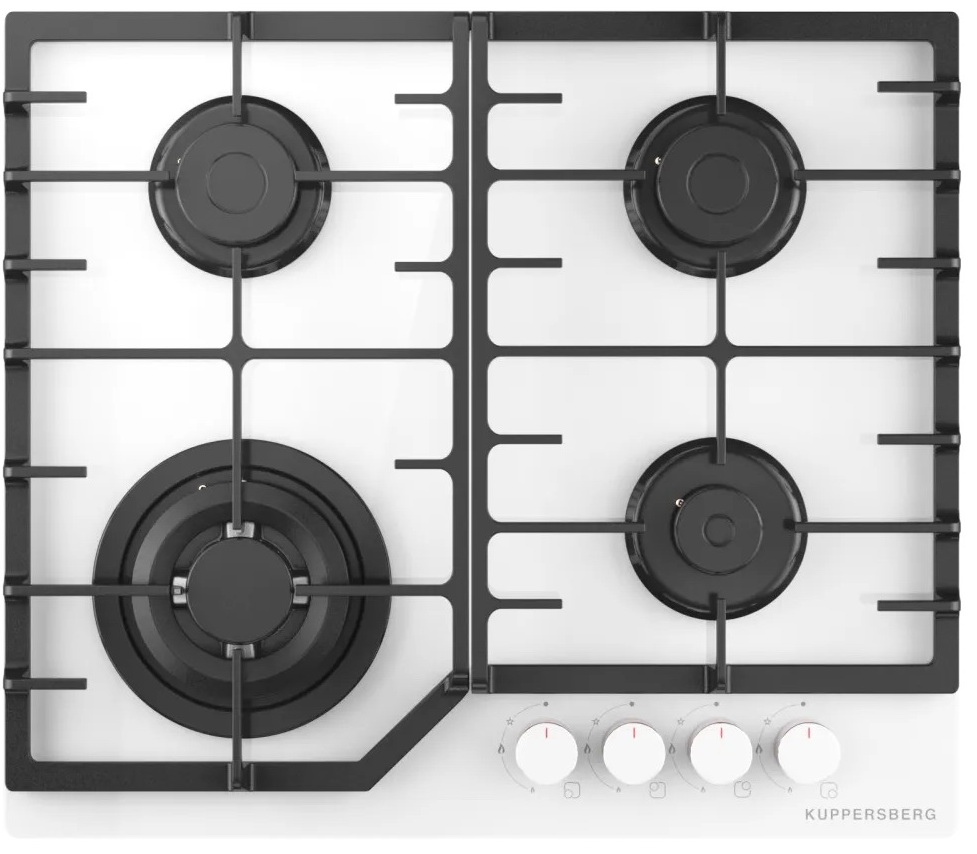 Изображение товара Газовая варочная панель Kuppersberg FG 66 W белая 4 конфорки стекло