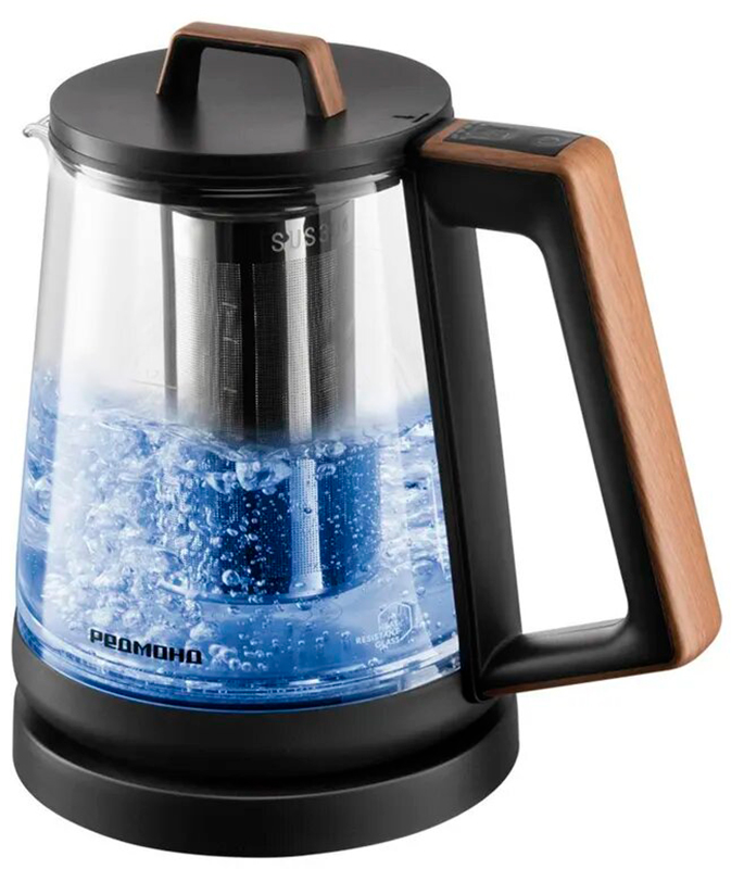 Изображение товара Электрический чайник Редмонд KG251 черный с деревом сенсорное управление 1.7 л
