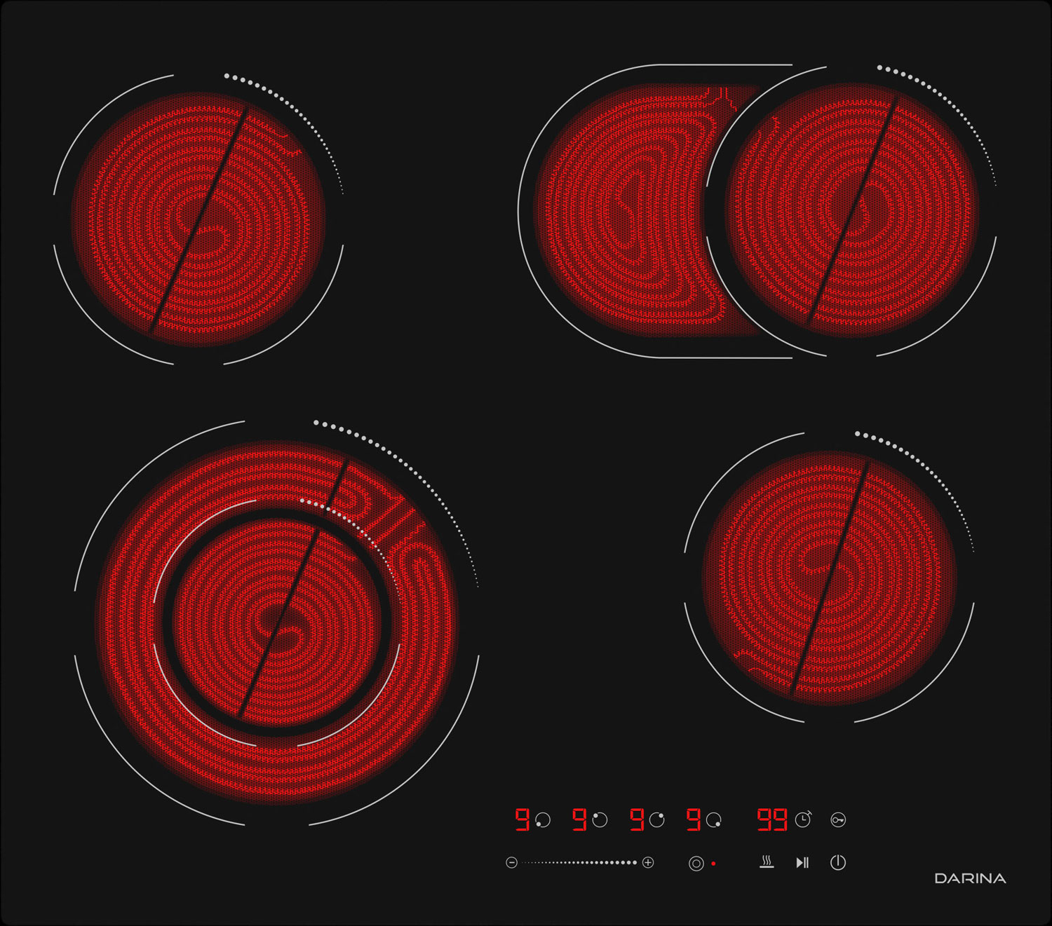 Изображение товара Электрическая варочная панель Darina 6P E328 B 4 конфорки стеклокерамика сенсорное управление