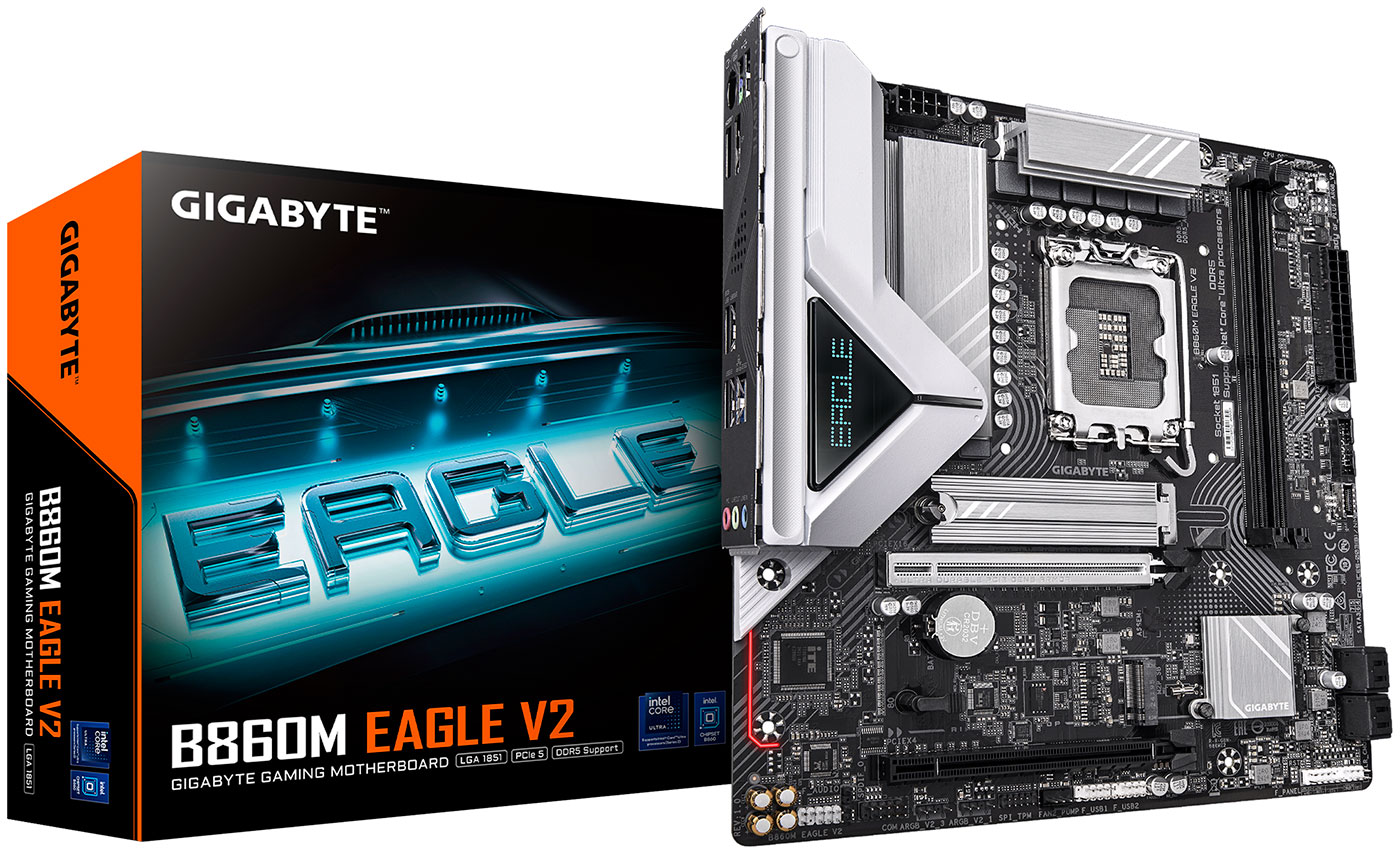 Изображение товара Материнская плата Gigabyte B860M EAGLE V2 LGA1851 DDR5 MicroATX для Intel 12-го поколения