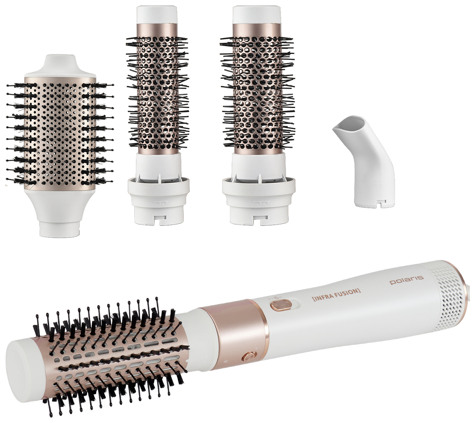 Изображение товара Фен-расческа для моделирования Polaris PHSB 1214Mi, белый/розовое золото