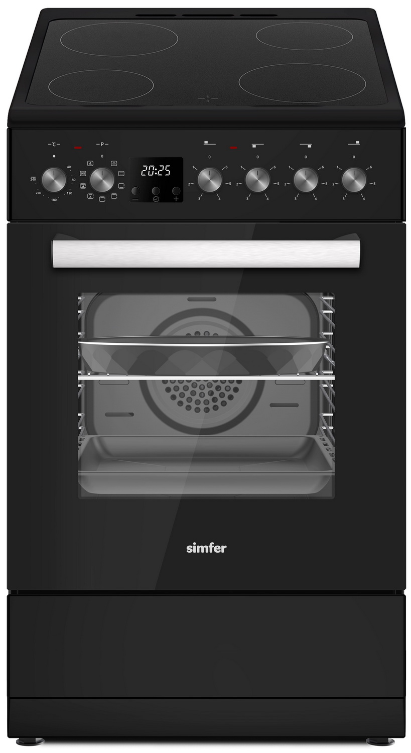 Изображение товара Электроплита Simfer F56VB09025 черная эмаль с духовкой и 4 конфорками