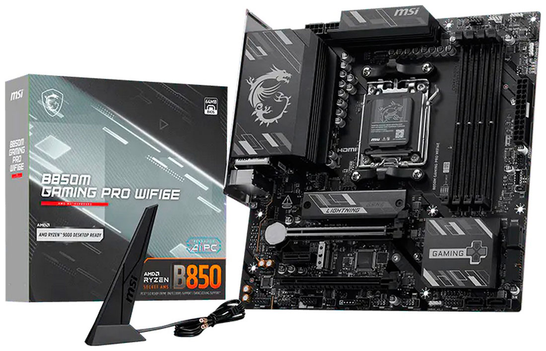 

Материнская плата MSI B850M GAMING PRO WIFI6E (AM5, mATX), Черный