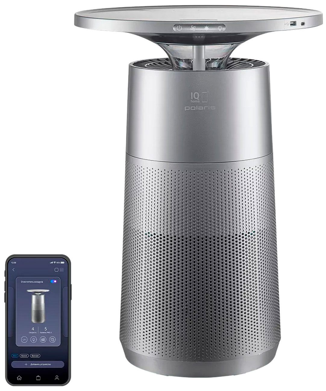 Изображение товара Воздуxоочиститель Polaris PPAT 80P WIFI IQ Home, графитовый Изображение товара Воздуxоочиститель Polaris PPAT 80P WIFI IQ Home, графитовый
