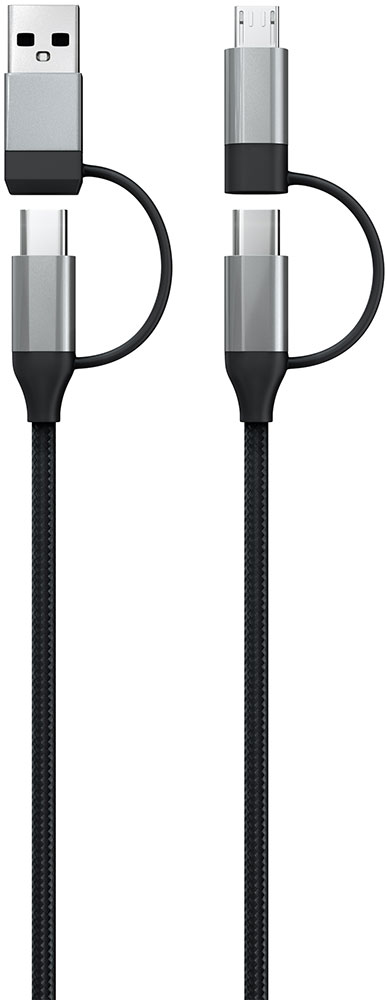Кабель Red Line 4 в 1 (USB -Type-C, Type-C-Type-C, Micro-USB-Type-C, Micro-USB-USB), черный кабель для зарядки hoco u14 серый usb на micro usb 1 2 метра с индикатором п
