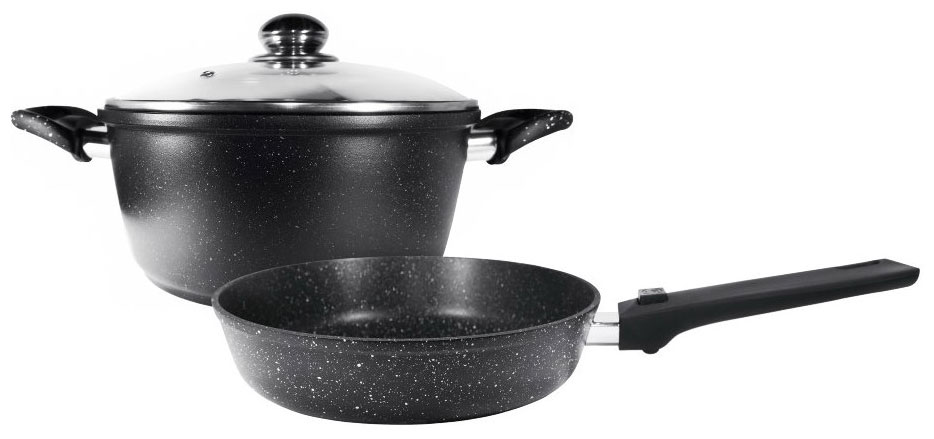 Изображение товара Набор посуды Panairo Lordom №2 из 3-х предметов/ гранитная крошка (L-2-NAB)