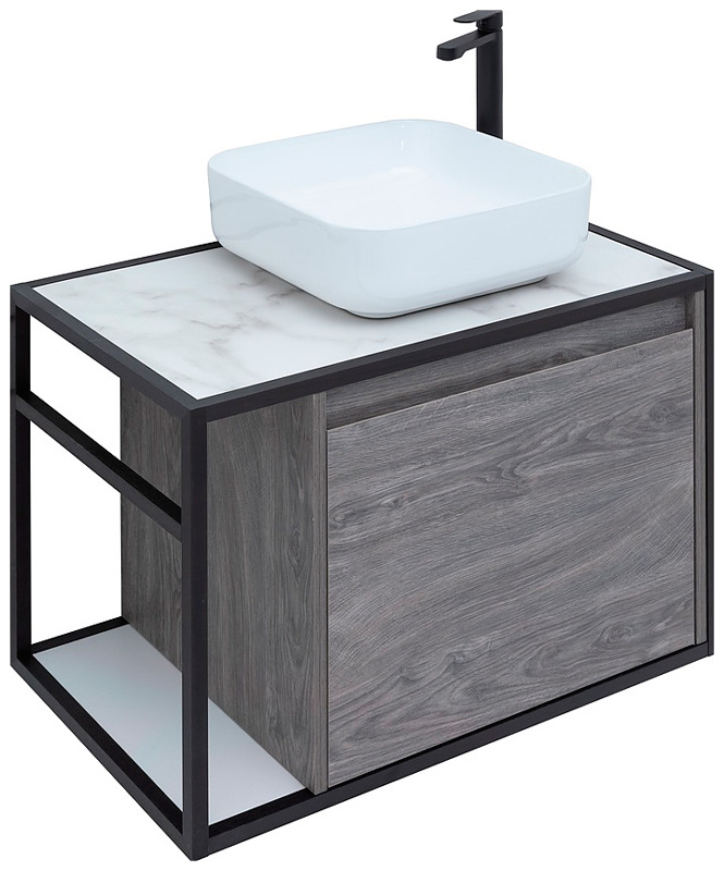 

Тумба под раковину Aquanet Nova Lite Loft 75 R дуб рошелье венге/черный (00261653)