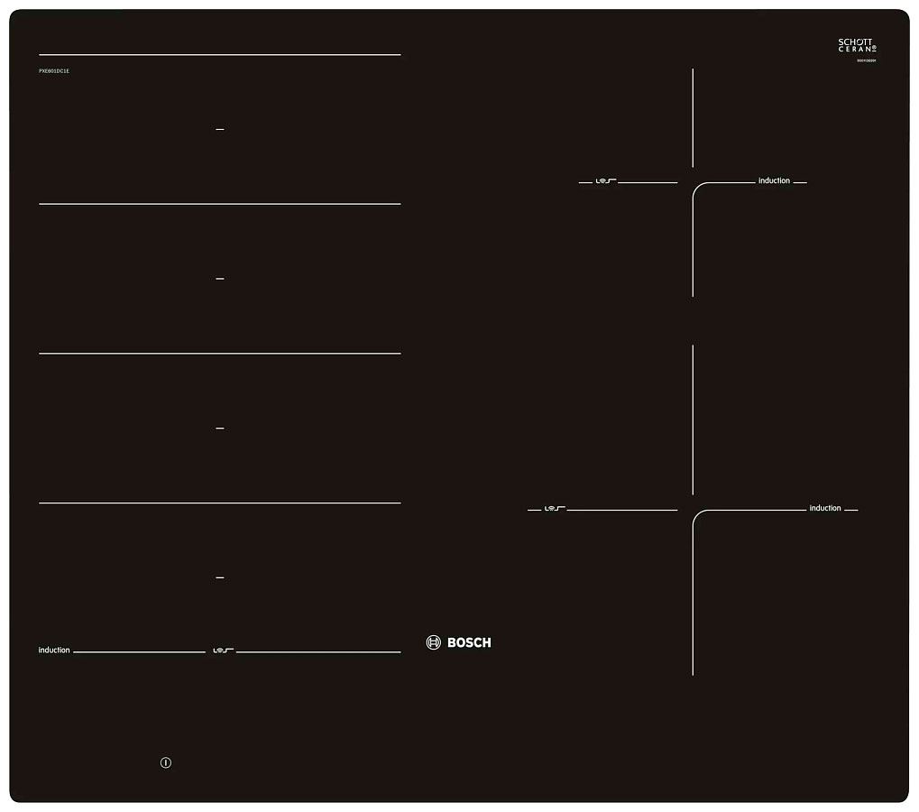 Изображение товара Электрическая индукционная варочная панель Bosch PXE601DC1E 4 конфорки