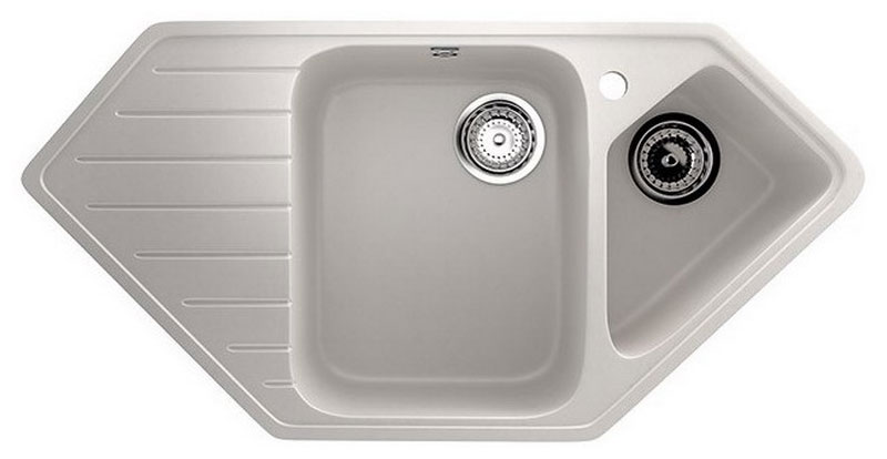 Изображение товара Кухонная мойка Ulgran U-409 белая искусственный мрамор угловая врезная