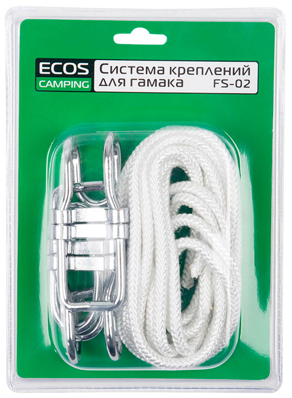 Изображение товара Система креплений для гамака Ecos FS-02 101180 2 веревки + 2 крючка + 2 стопора