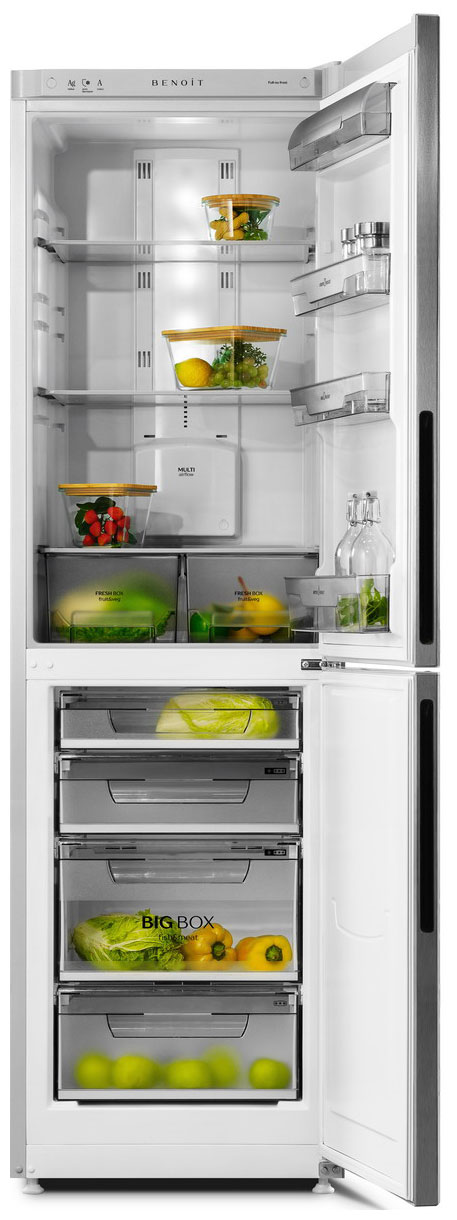 Двухкамерный холодильник Benoit 344E серебристый металлопласт морозильная камера benoit 228 серебристый металлопласт