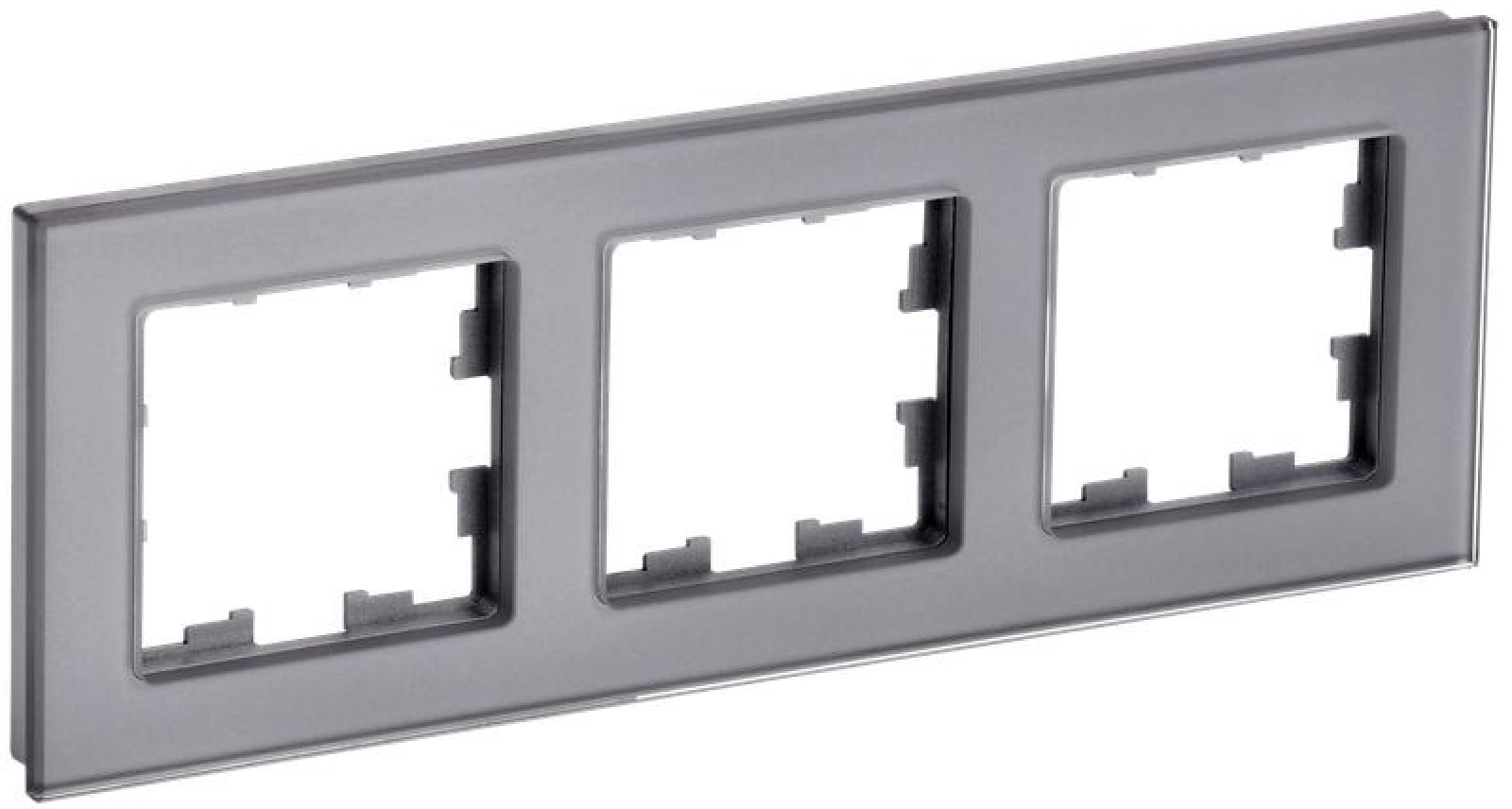 Изображение товара Рамки, декоративные элементы, основания для ЭУИ IEK Рамка 3-м BRITE РУ-3-2-БрСе стекло сер.