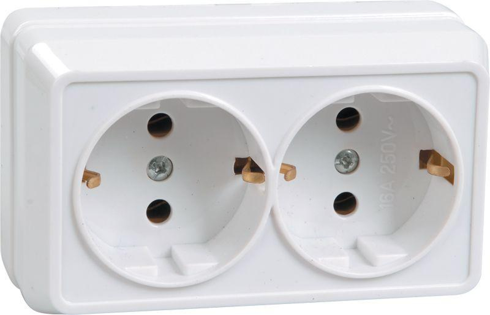 Изображение товара Розетки IEK Розетка 2-м ОП Октава РС22-3-ОБ 16А IP20 с заземл. бел.
