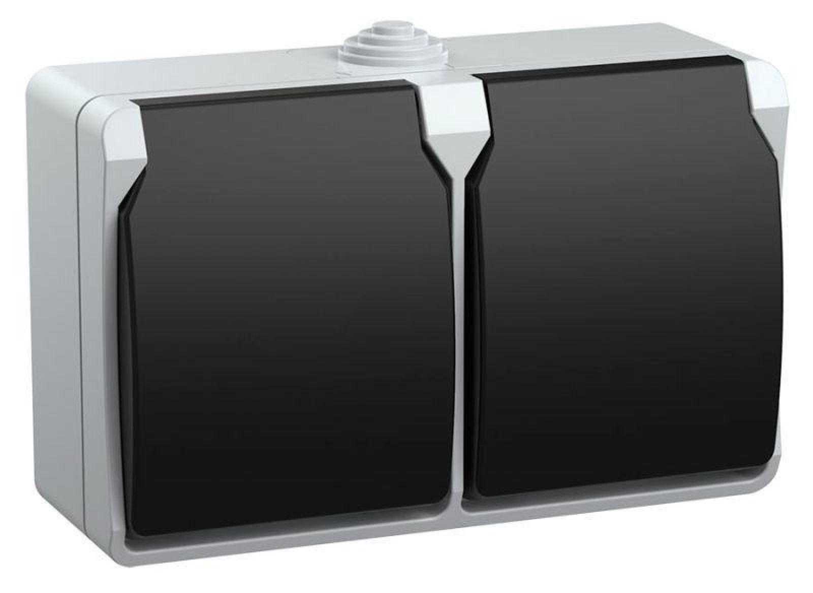 Изображение товара Розетки IEK Розетка 2-м ОП Форс РСб22-3-ФСр 16А IP54 с заземл. с крышкой сер.