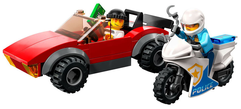 Конструктор Lego City Полицейская погоня на байке 60392 демо наборы lego city 4441 4437 фургон для полицейских собак полицейская погоня в пластиковом футляре
