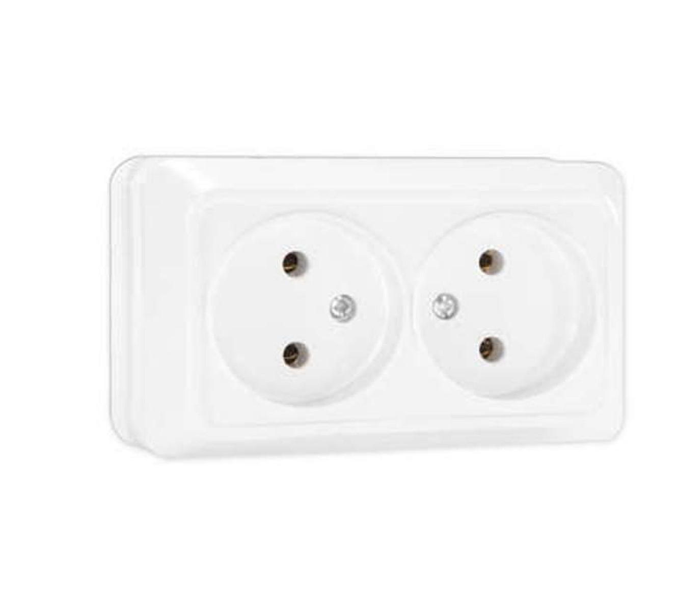 Изображение товара Розетка Универсал 2-м ОП Олимп 16А IP20 белый без заземлителя