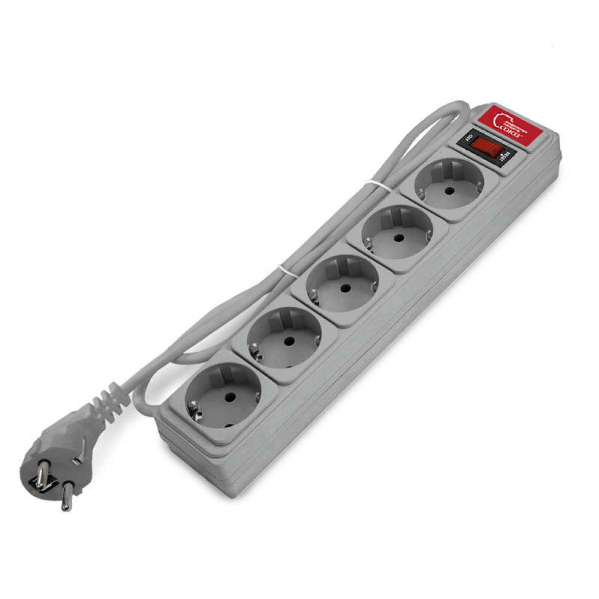 Изображение товара Переходник Союз Удлинитель с сетевым фильтром 5х1.5м 10А IP21 ПВС 3х0.75 сер