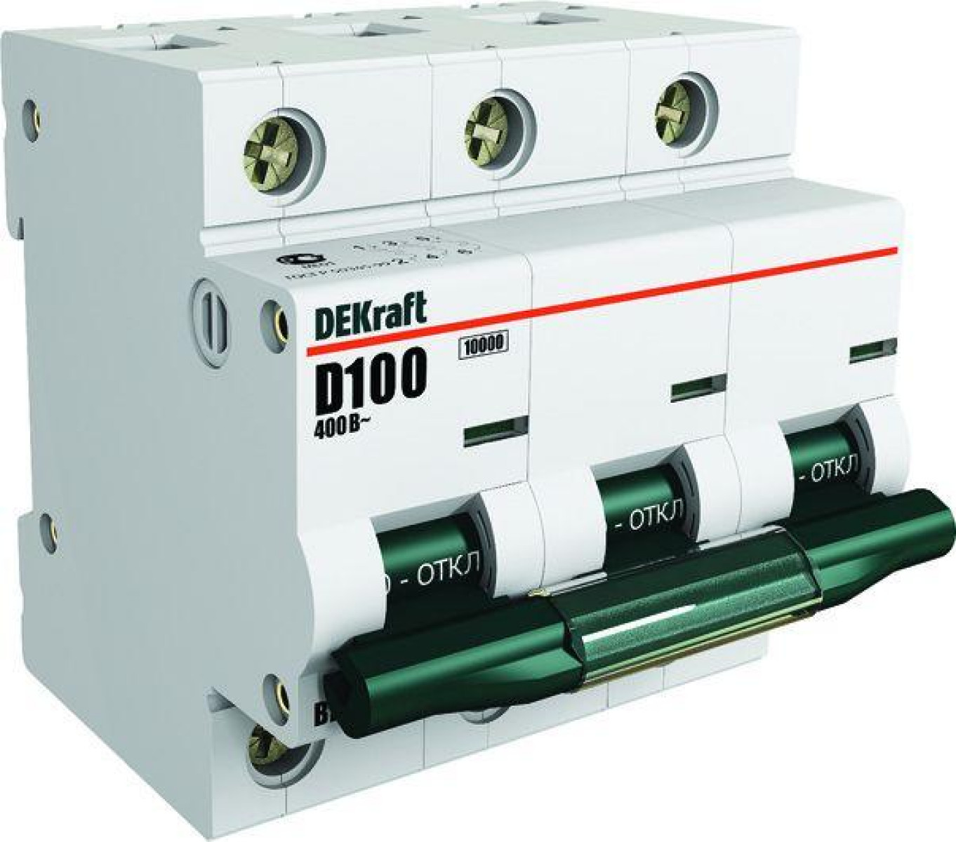 Изображение товара Низковольтное и промышленное электрооборудование DEKraft Выключатель автоматический модульный 3п C 63А 10кА ВА-201