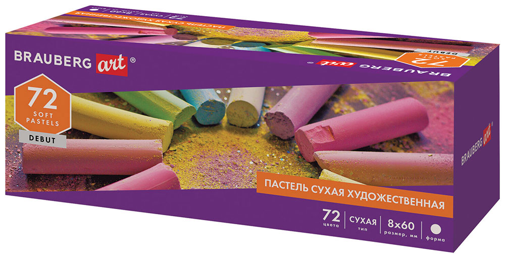 Изображение товара Пастель сухая художественная Brauberg ART DEBUT 72 цвета, круглое сечение (181463)