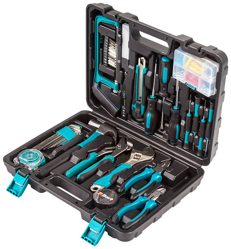 Изображение товара Набор слесарных инструментов Bort BTK-100 100 предметов в кейсе сталь