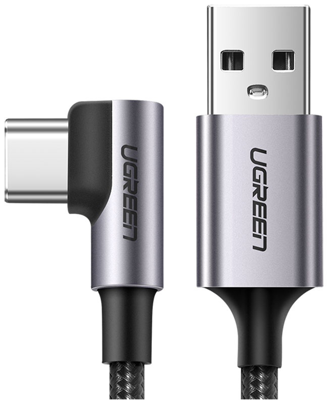Изображение товара Угловой кабель для зарядки и передачи данных Ugreen USB A - USB C, 1 м (50941) серый космос