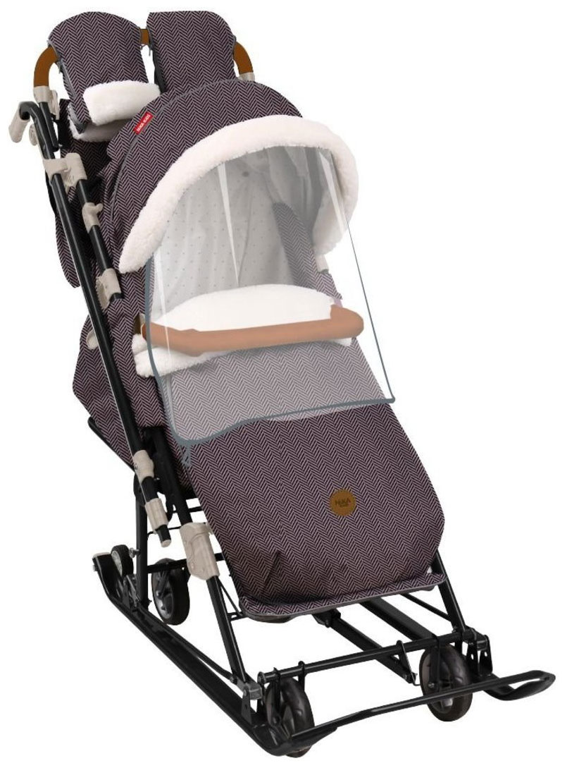 Изображение товара Санки-коляска Ника Ника детям 7-8К, в елочку коричневый (НД7-8К/2)